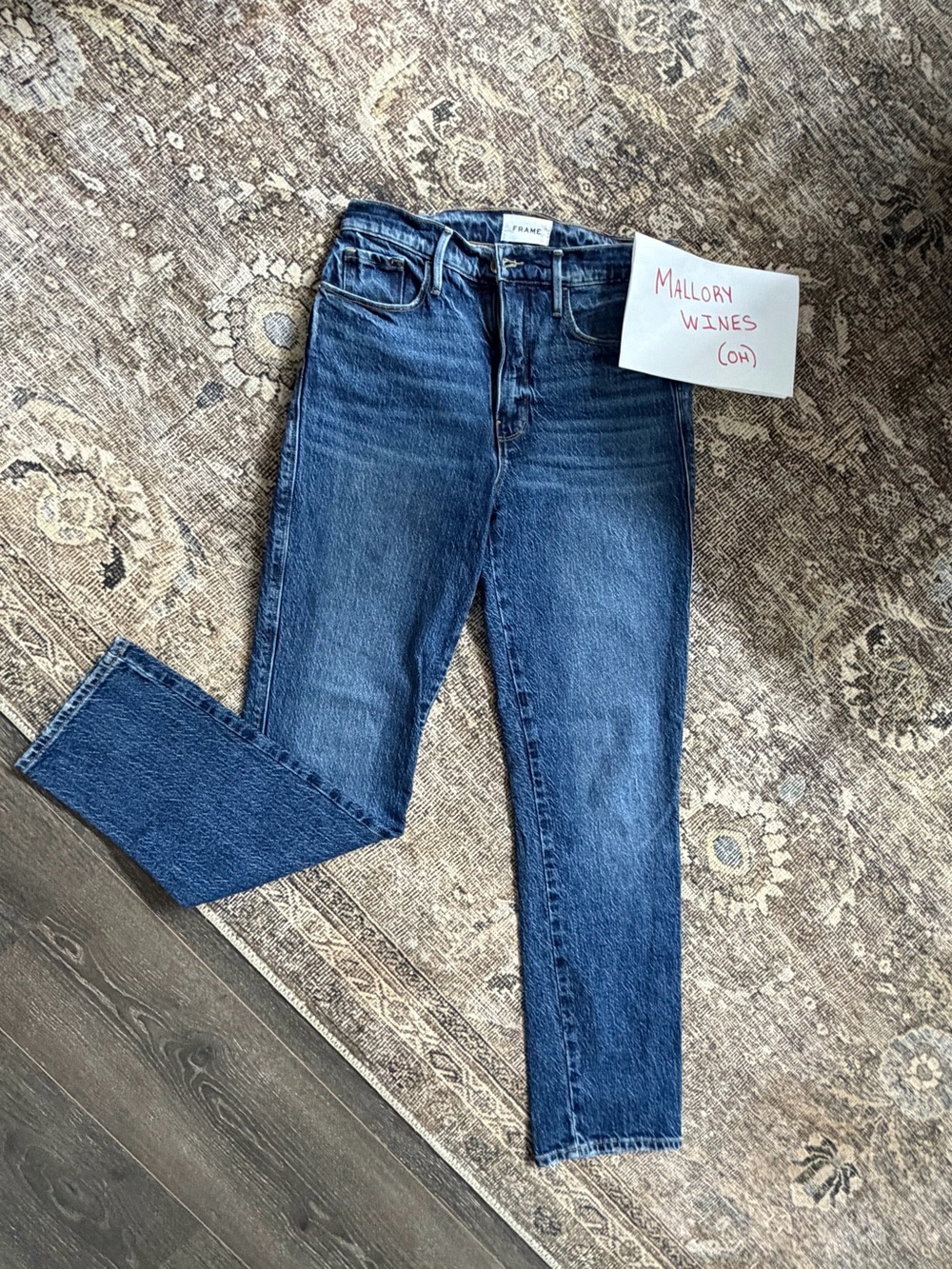 Frame Denim Straight Leg Jeans in Dark Blue Wash